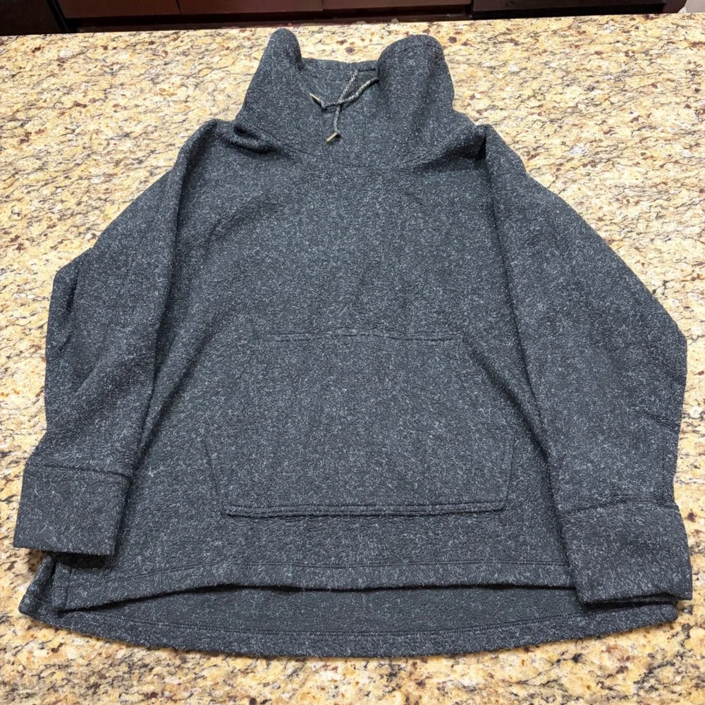 Nike Womens Fleece Funnel Neck Hoodie Charcoal Grey Marl Pullover Small